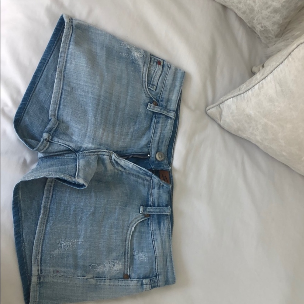 Light denim jean shorts